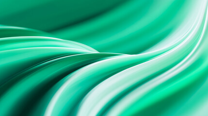 Smooth flowing turquoise abstract waves creating a dynamic fluid motion with glossy highlights and soft gradients