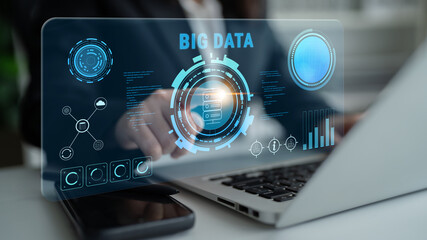 Big Data analytics technology for business intelligence and insights. A concept of processing and visualizing large datasets for strategic decisions. Motif