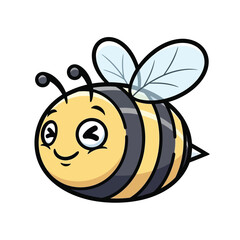 Cartoon Bee with a Winking Eye and Striped Body.