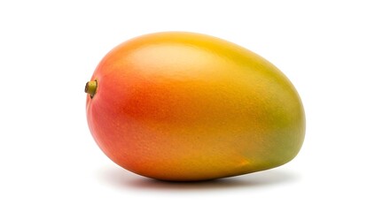 Single Ripe Mango Fruit Displayed on White Background with Gradient Colors and Smooth Texture Perfect for Tropical Fruit Themes and Healthy Food Advertising Campaigns Featuring Fresh Exotic Produce