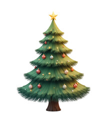 Fototapeta premium Cute Stylized Fat Cone Christmas Tree on Transparent Background