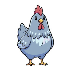 Charming Cartoon Chicken Illustration with Detailed Feather Texture.