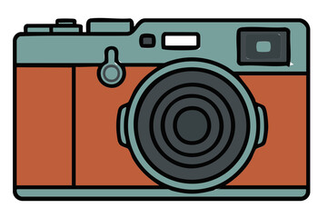 compact digital camera on white background