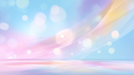Abstract colorful background with soft pastel gradient hues blending seamlessly over a serene light blue sky.