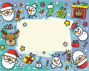 Naklejka premium Cute and colorful Christmas greeting card for kids