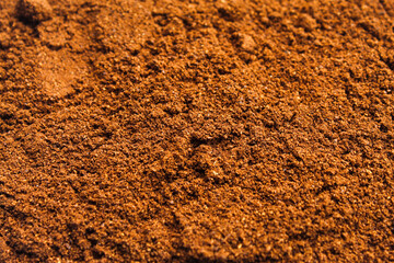 Close up of black coffee powder texture