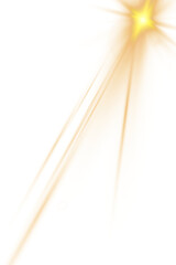 Golden star with extremely long rays stretching across the entire image. Bright golden light effects and radiant flare details. Transparent PNG for decorative and modern design use.