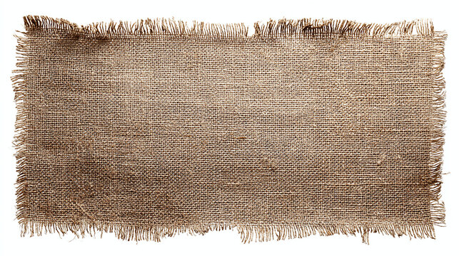 A piece of textured, rough brown fabric with frayed edges. This vintage textile suggests a sense of age and wear