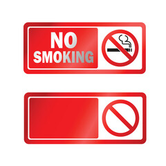 Red &ldquo;No Smoking&rdquo; sign with bold text and a crossed-out cigarette symbol. Clean vector design suitable for safety warnings, public areas, offices, and health awareness materials