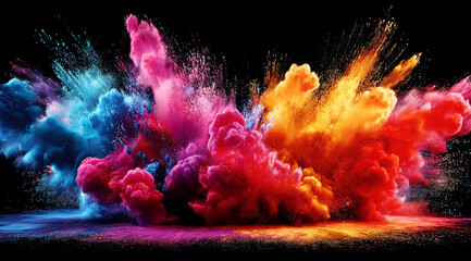 Vibrant Colorful Powder Explosion in Dynamic Motion