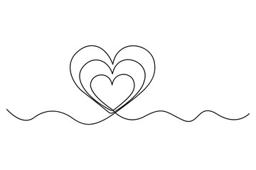 Heart continuous one line drawing hand drawn illustration
