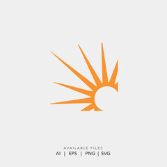 Abstract orange sun logo template with sharp rays, Modern creative energy spark icon