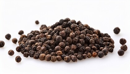 Black Peppercorns Piled On A White Background