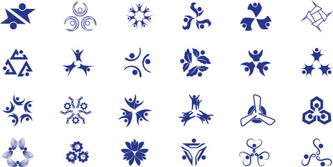 Abstract People & Community Logo Collection – Teamwork, Unity, Diversity, Wellness & Collaboration Icons