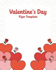 Editable Valentine's Day Flyer Template &mdash; Modern Minimalist Red & Pink Hearts