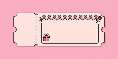 Valentine Voucher Template — Pink Pastel Vector Minimalist Gift Certificate