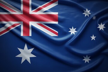 Australian national flag waving with folds and shadows patriotic symbol