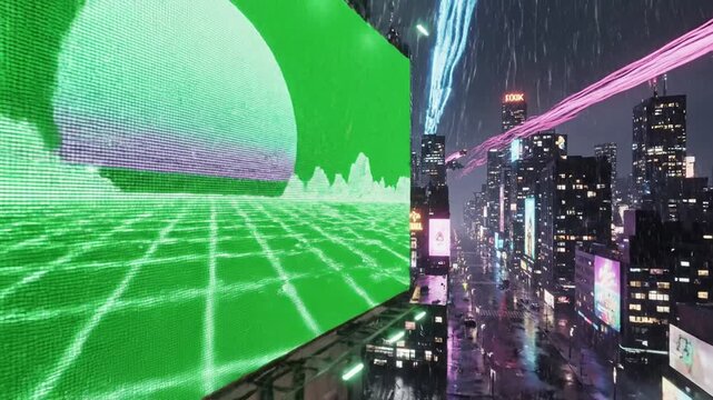 Cyberpunk night city vaporwave scene 4 with night city vaporwave effect cyberpunk style featuring cinematic, 4k, stock footage,