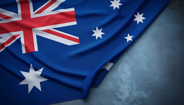 Close up of the australian national flag on a textured background
