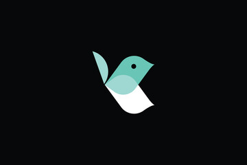 Minimal Letter C Bird Logo on White Background
