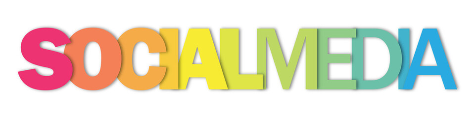 SOCIAL MEDIA colorful typography banner on transparent background