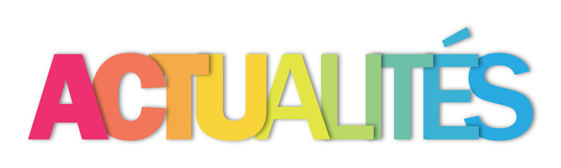 ACTUALITES (NEWS in French) colorful typography banner on transparent background