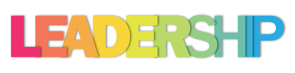 LEADERSHIP colorful typography banner on transparent background