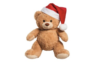Obraz premium Cute teddy bear wearing a santa hat for christmas holidays