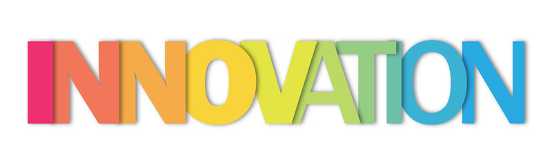 INNOVATION colorful typography banner on transparent background