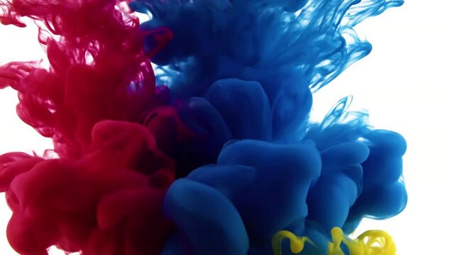 Water Ink Colors Blend Together with high contrast ink diffusion; macro shot; effect Ink Diffusion in Water style featuring ink, water, macro photography, diffusion effect, cinematic 4k animated