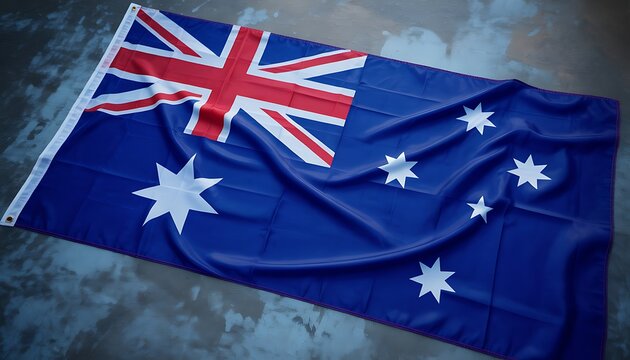 Waving australian flag displayed on a textured surface symbolizing national pride - Powered by Adobe
