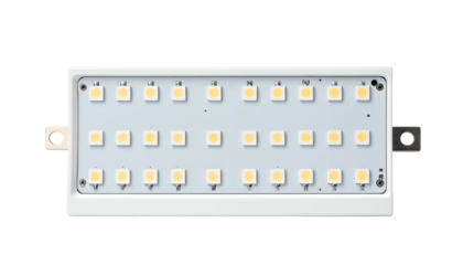 Rectangular array of LED lights in white frame
