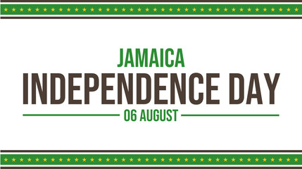 Jamaica Independence Day banner in minimal modern style on white background, suitable for social media, promotions, and announcements