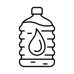 Plastic bottle with water icon. Aqua or liquid thin line illustration.