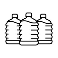 Plastic bottles with water icon. Aqua or liquid thin line illustration.