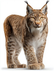 Eurasian Lynx Cat Full Body Isolated White Background