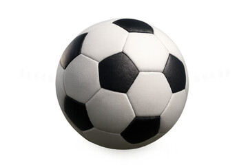 Fototapeta premium Soccer ball game equipment, black and white sports object for football match or championship, transparent background