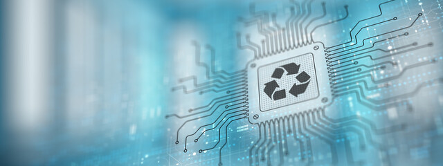Fototapeta premium Recycling Data Technology, Sustainability and Electronic Waste Management Concept.