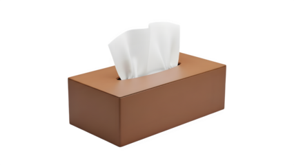 Brown tissue box with white tissues on a black background for hygiene