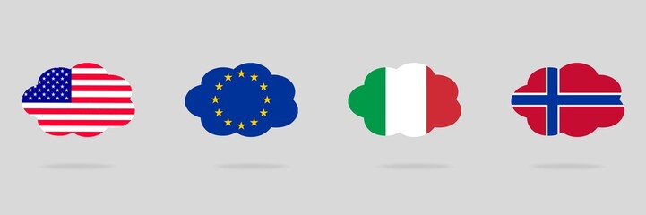 Cloud shape speech bubbles, united states flag