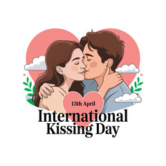 International Kissing Day Illustration with Romantic Couple – 13th April