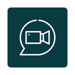 Video chat icon inside a speech bubble isolated on transparent background