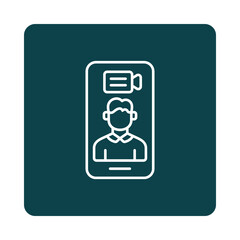 Smartphone video call icon with person and camera symbol isolated on transparent background