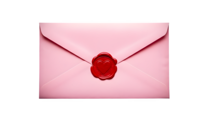 Pink envelope sealed with a red wax seal on a black background