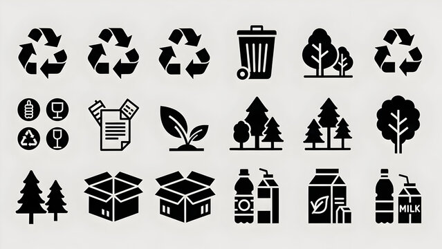 Sustainable living icons for eco-friendly business or environmental project design