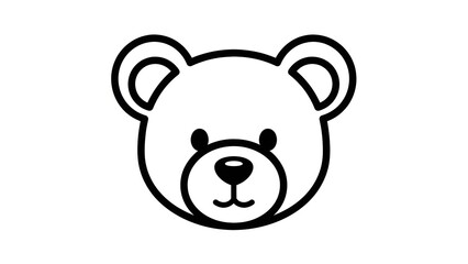 Obraz premium Cute Bear Black and White Line Art on Plain Background