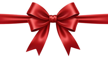 Fototapeta premium Elegant red satin ribbon bow on a black background for gift wrapping