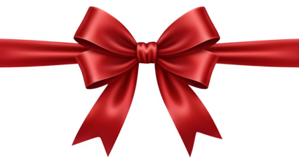 Elegant red satin ribbon bow on a black background for gift wrapping