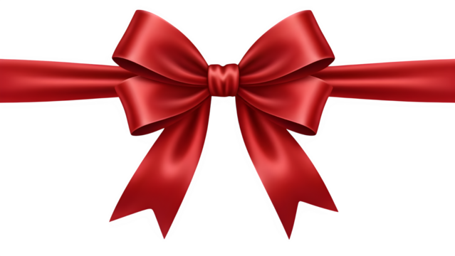 Elegant red satin ribbon bow on a black background for gift wrapping