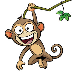Cute Monkey Illustration &ndash; Adorable Cartoon Monkey Character